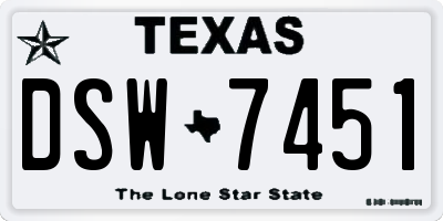 TX license plate DSW7451