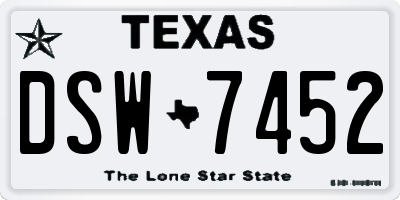 TX license plate DSW7452