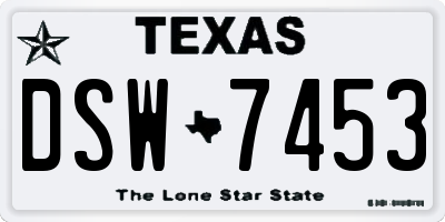 TX license plate DSW7453
