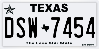 TX license plate DSW7454