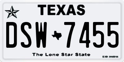 TX license plate DSW7455