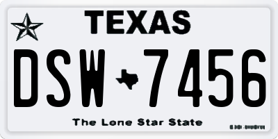 TX license plate DSW7456