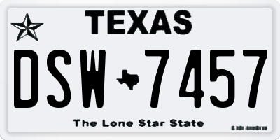 TX license plate DSW7457