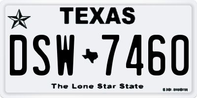TX license plate DSW7460