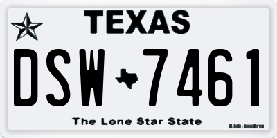 TX license plate DSW7461
