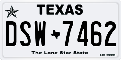 TX license plate DSW7462