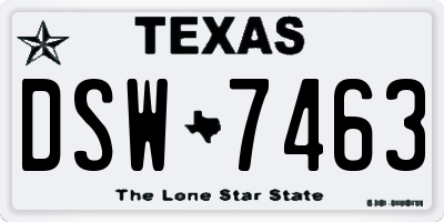 TX license plate DSW7463