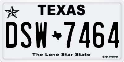 TX license plate DSW7464