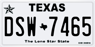 TX license plate DSW7465