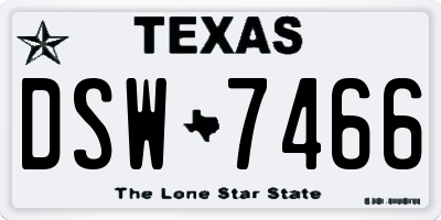 TX license plate DSW7466