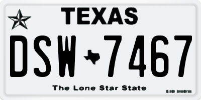 TX license plate DSW7467