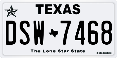 TX license plate DSW7468