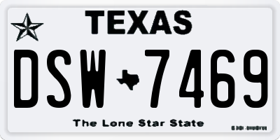 TX license plate DSW7469