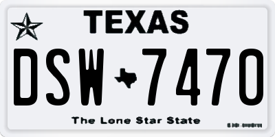 TX license plate DSW7470