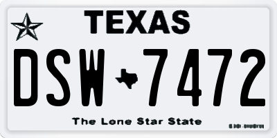 TX license plate DSW7472
