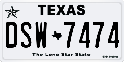 TX license plate DSW7474