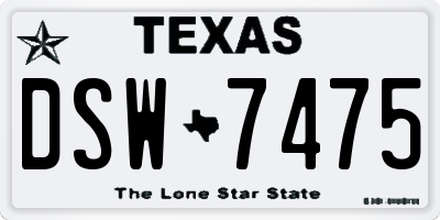 TX license plate DSW7475