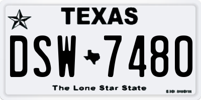 TX license plate DSW7480