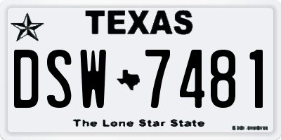 TX license plate DSW7481