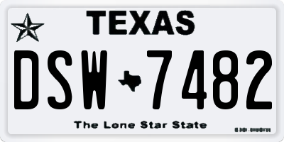 TX license plate DSW7482