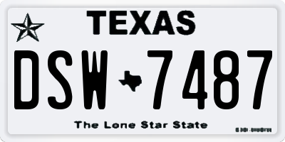 TX license plate DSW7487