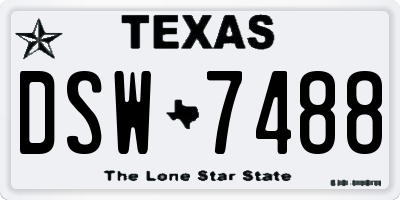 TX license plate DSW7488