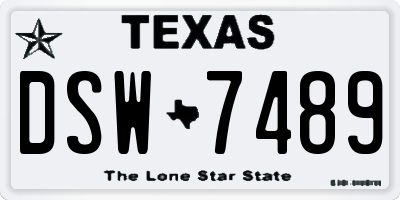 TX license plate DSW7489
