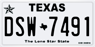 TX license plate DSW7491