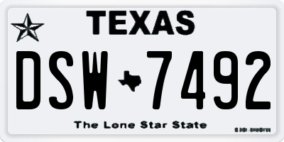 TX license plate DSW7492