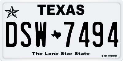 TX license plate DSW7494