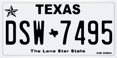 TX license plate DSW7495