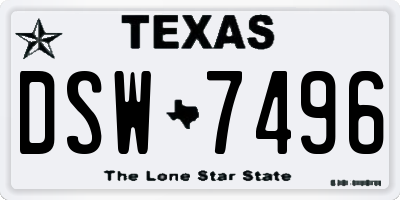 TX license plate DSW7496