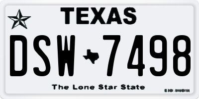 TX license plate DSW7498