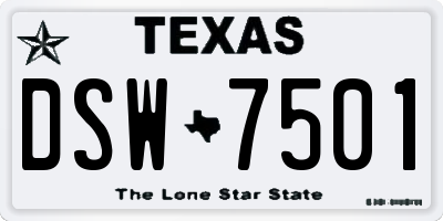 TX license plate DSW7501
