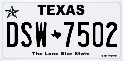 TX license plate DSW7502