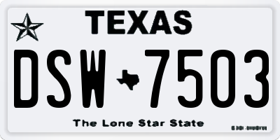TX license plate DSW7503