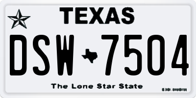 TX license plate DSW7504