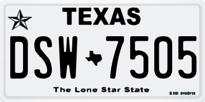 TX license plate DSW7505