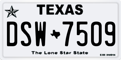 TX license plate DSW7509