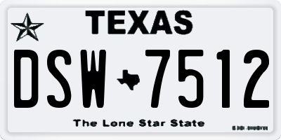 TX license plate DSW7512