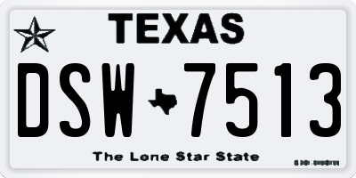 TX license plate DSW7513