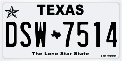 TX license plate DSW7514