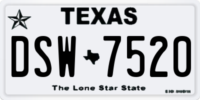 TX license plate DSW7520