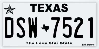 TX license plate DSW7521