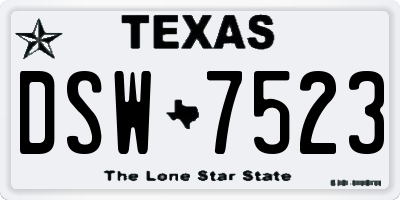 TX license plate DSW7523
