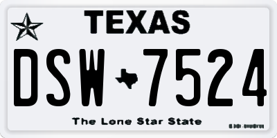 TX license plate DSW7524