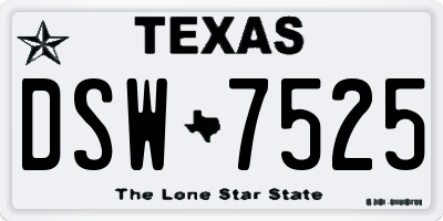 TX license plate DSW7525