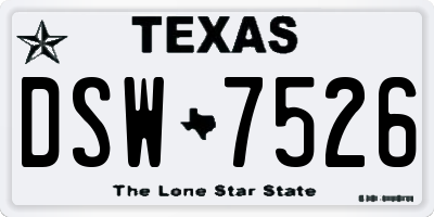 TX license plate DSW7526