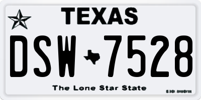 TX license plate DSW7528
