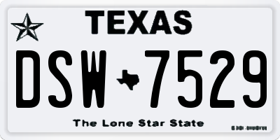 TX license plate DSW7529